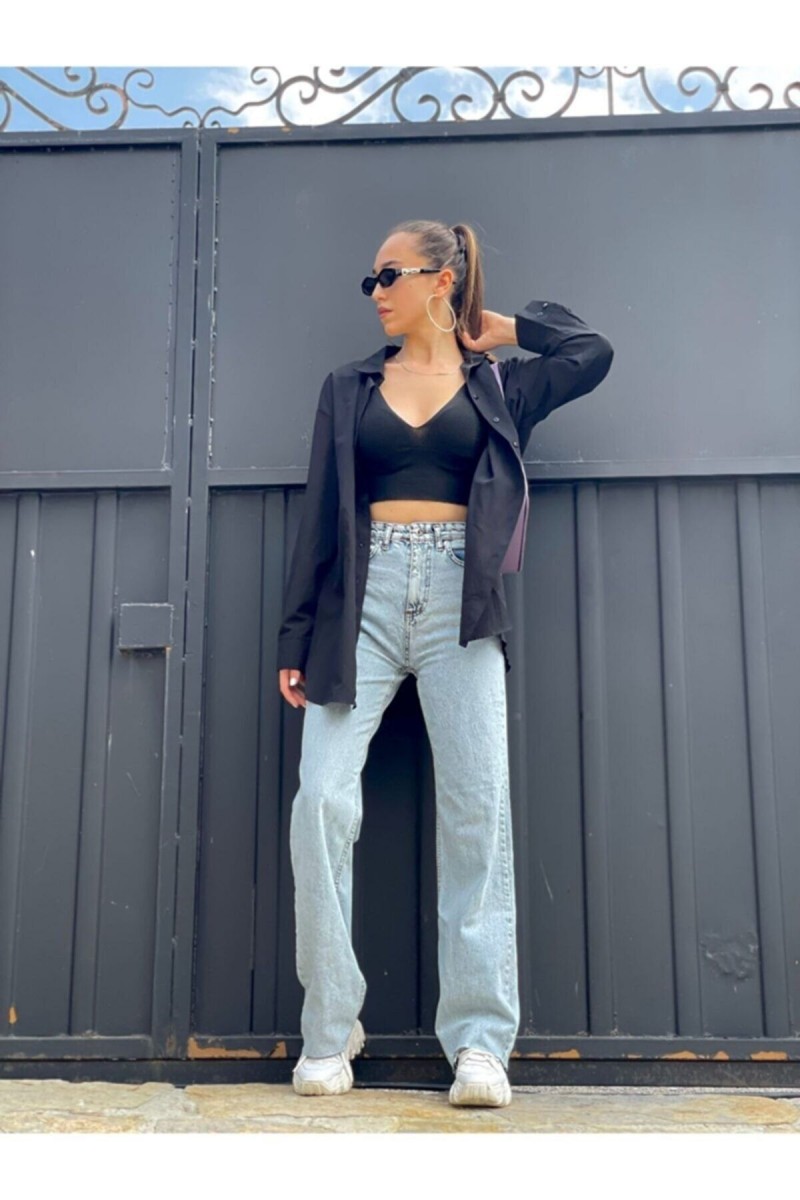 -buz Kar Likralı Süper Yüksek Bel Salaş Jeans Palazzo Pantolon. (süper Yüksek) Wide Leg -buz Kar Likralı Süper Yüksek Bel Salaş Jeans Palazzo Pantolon. (süper Yüksek) Wide Leg