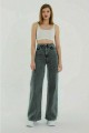 Füme Power Likralı Süper Yüksek Bel Salaş Jeans Palazzo Pantolon