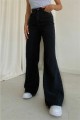 Lizovl 90 s Siyah Kar Likralı Süper Yüksek Bel Salaş Jean Pantolon. (SÜPER YÜKSEK.) Wide Leg.
