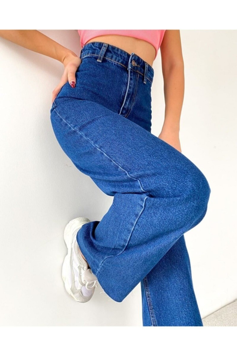 Blue 90 s Koyu Mavi Likralı Süper Extra Yüksek Bel Palazzo Salaş Jean Pantolon ( Wide Leg ) Blue 90 s Koyu Mavi Likralı Süper Extra Yüksek Bel Palazzo Salaş Jean Pantolon ( Wide Leg )