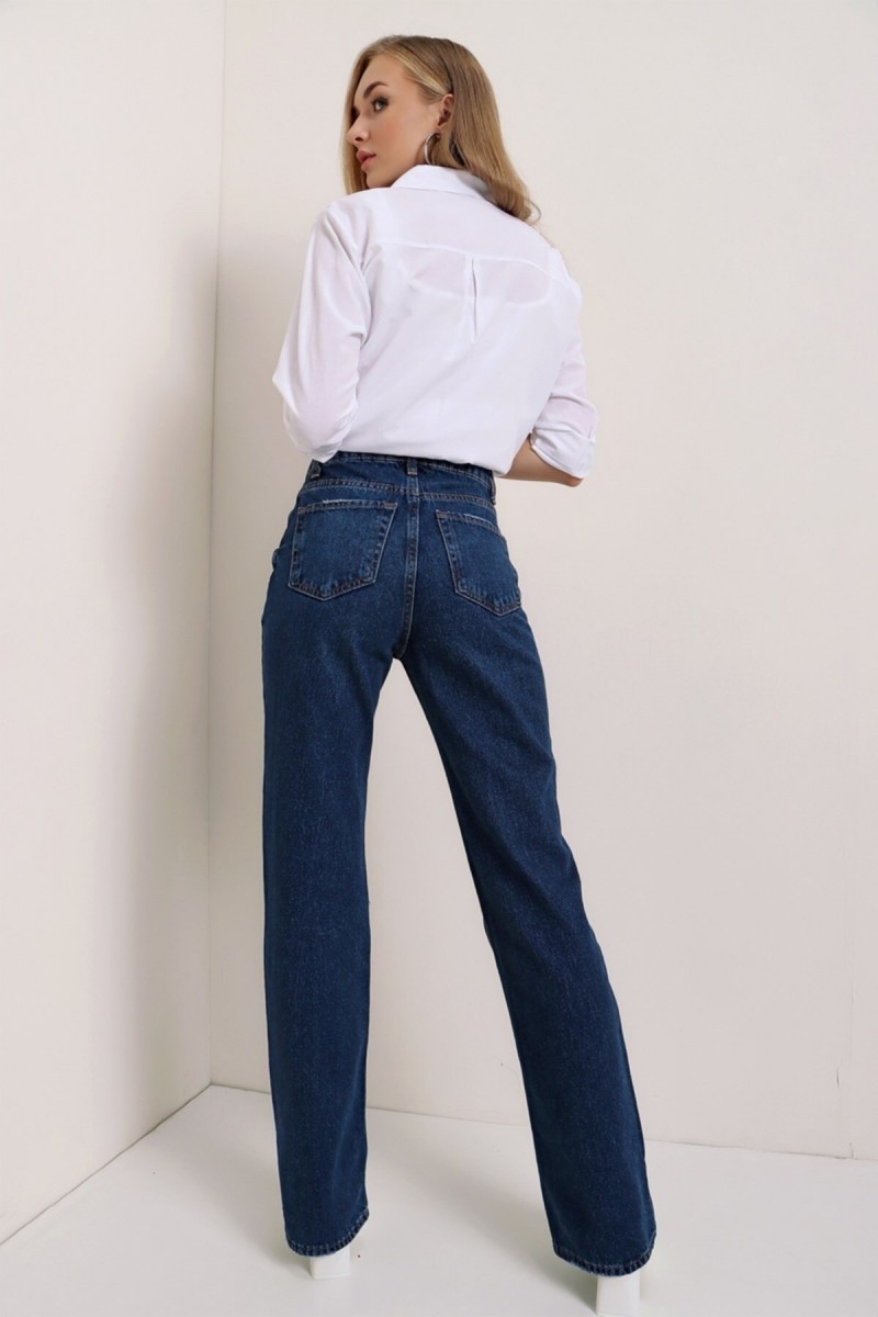 Koyumavi 90's Likralı Süper Yüksek Bel Salaş Jeans Palazzo Pantolon. (SÜPER YÜKSEK)