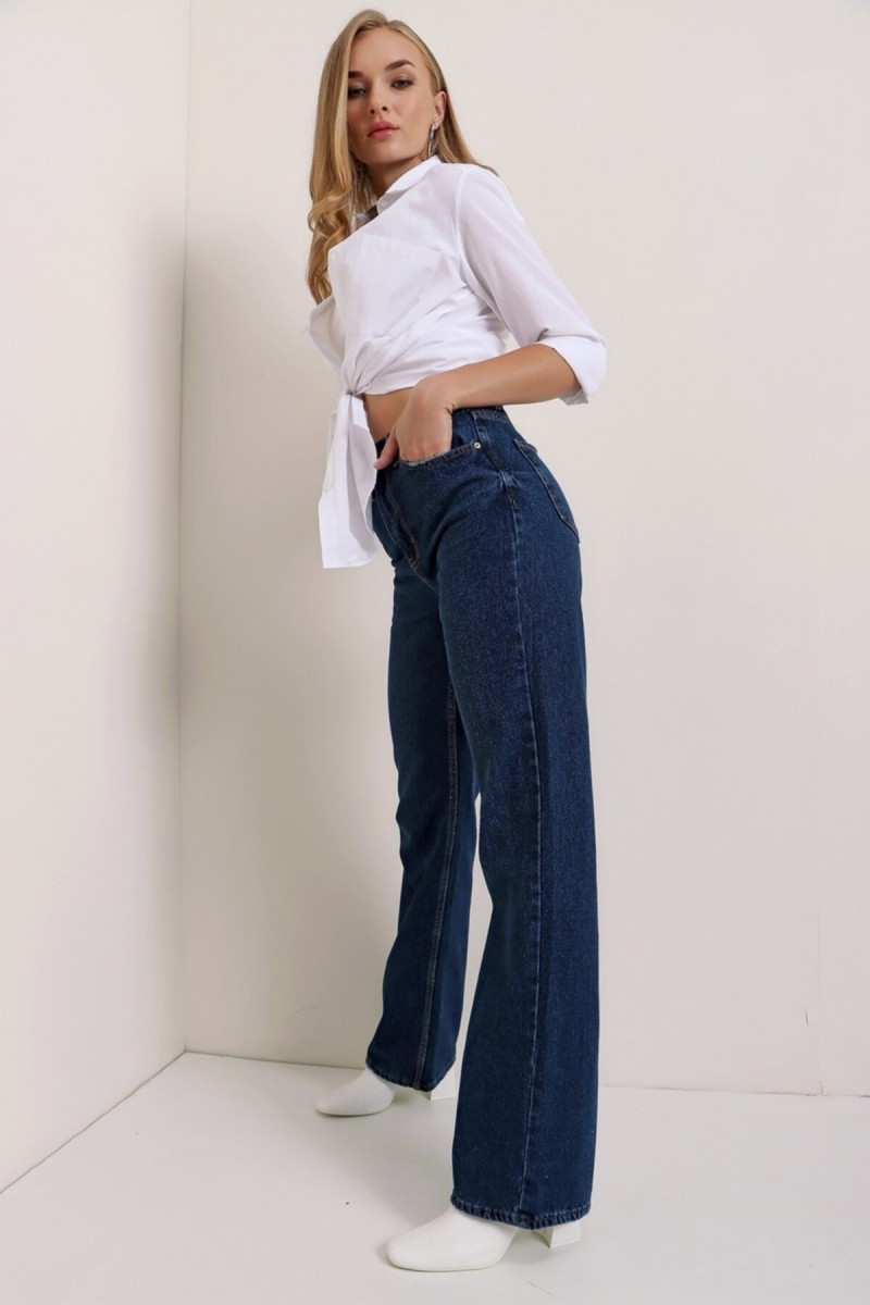 Koyumavi 90's Likralı Süper Yüksek Bel Salaş Jeans Palazzo Pantolon. (SÜPER YÜKSEK)