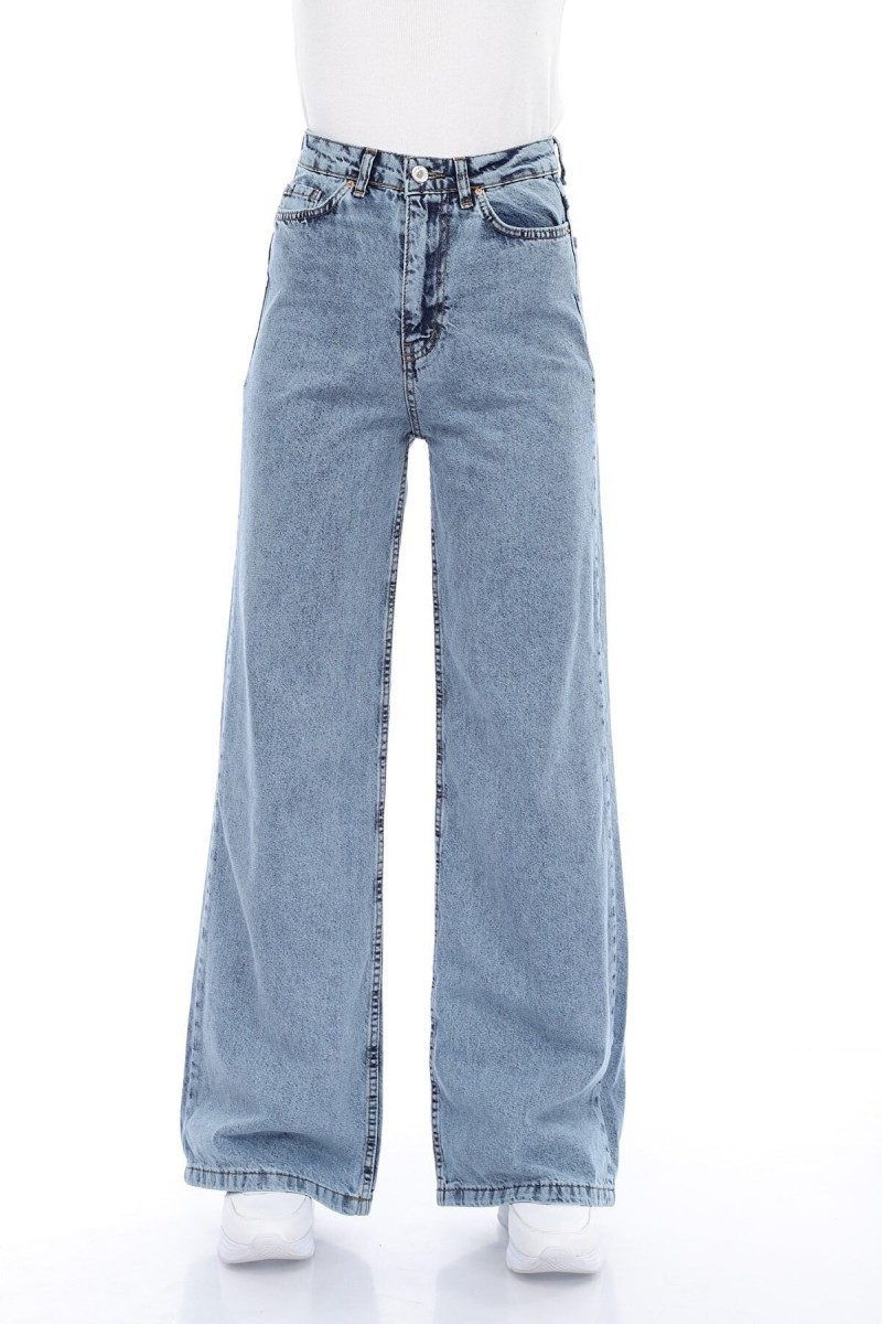 Kadın Kar Yıkama Salaş Paça Likralı Jean Salaş Paça Palazzo Jean