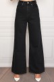 Solmaz Siyah Süper Yüksek Bel Salaş Jean Palazzo Pantolon( Süper Yüksek ) Wide Leg.