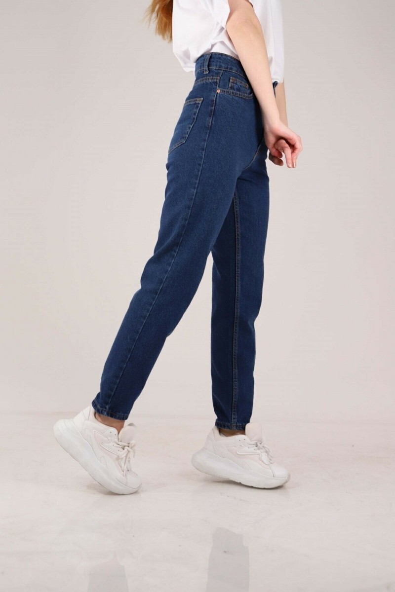Koyu Mav Mom Jean Pantolon