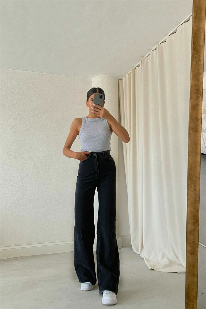 Kazul Siyah Süper Yüksek Likralı Palazzo Jeans Kazul Siyah Süper Yüksek Likralı Palazzo Jeans