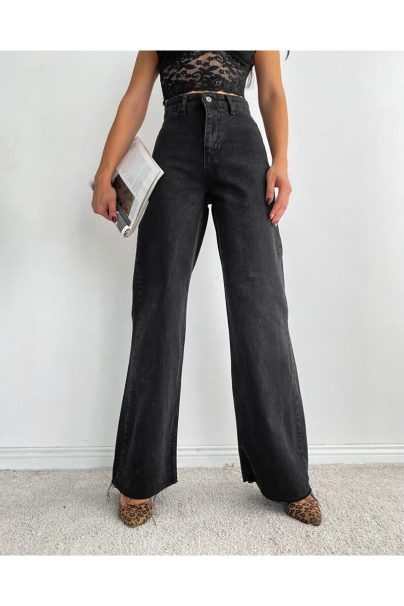Polina 90 s Likralı Kadın Siyah Süper Yüksek Bel Salaş Paça Denim Kot Palazzo Pantolon Polina 90 s Likralı Kadın Siyah Süper Yüksek Bel Salaş Paça Denim Kot Palazzo Pantolon