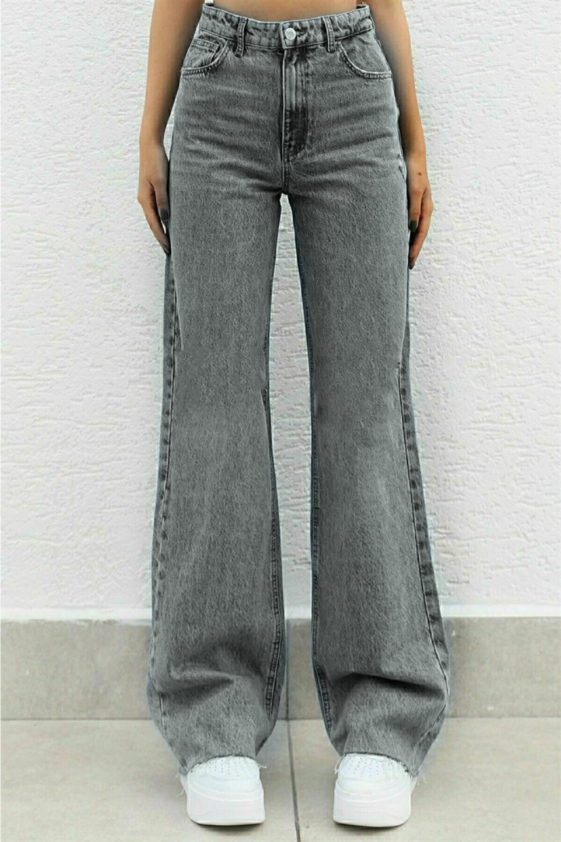 Afrilix Solmayan Siyah Likralı Süper Yüksek Bel Salaş Jean Pantolon. (süper Yüksek.) Wide Leg.