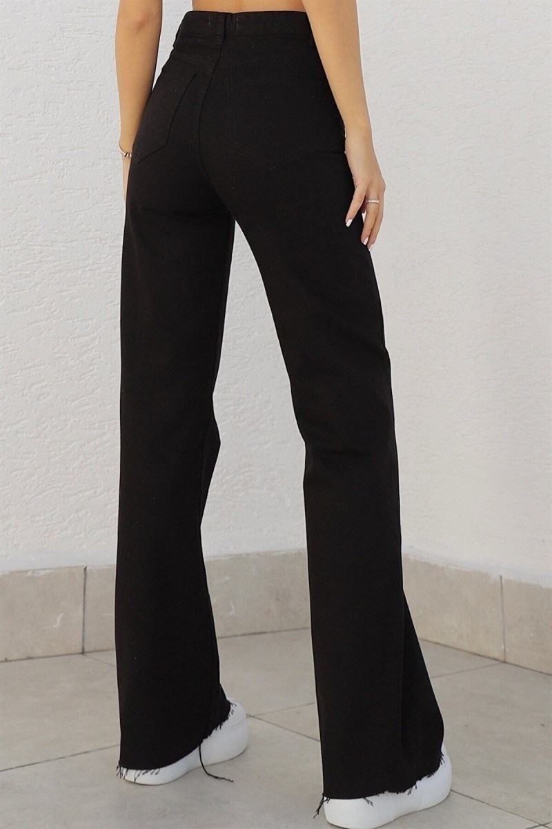Syah Likralı Süper Yüksek Bel Salaş Jeans Palazzo Pantolon. (süper Yüksek) Syah Likralı Süper Yüksek Bel Salaş Jeans Palazzo Pantolon. (süper Yüksek)