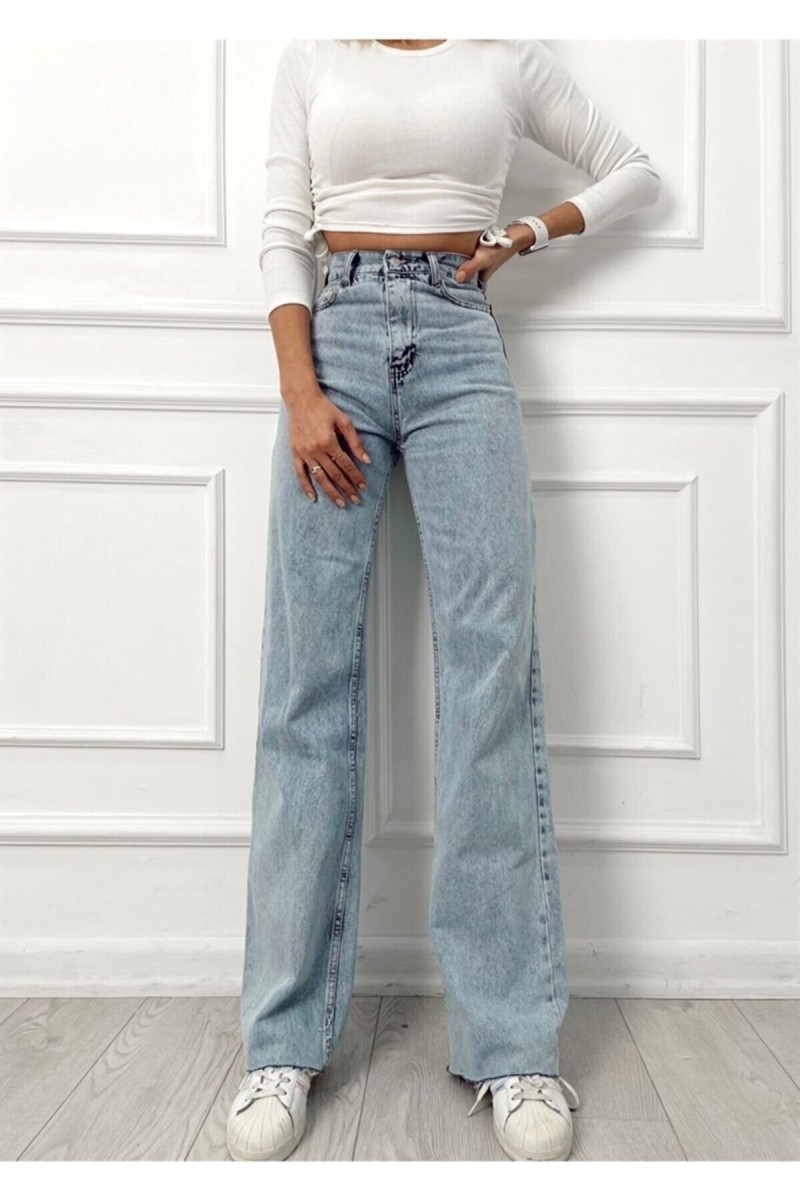Mavi Likralı Süper Yüksek Bel Salaş Jeans Palazzo Pantolon. (süper Yüksek) Mavi Likralı Süper Yüksek Bel Salaş Jeans Palazzo Pantolon. (süper Yüksek)