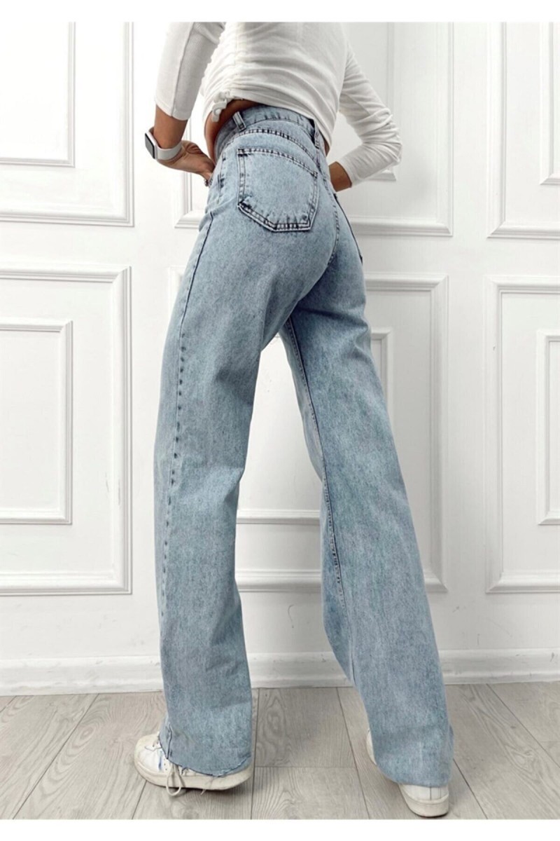 Mavi Likralı Süper Yüksek Bel Salaş Jeans Palazzo Pantolon. (süper Yüksek) Mavi Likralı Süper Yüksek Bel Salaş Jeans Palazzo Pantolon. (süper Yüksek)