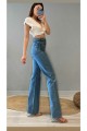 90's Mavi Likralı Süper Yüksek Bel Salaş Jeans Palazzo Pantolon. (süper Yüksek) Wide Leg