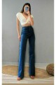90's Mavi Likralı Süper Yüksek Bel Salaş Jeans Palazzo Pantolon Wide Leg