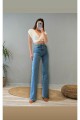 90's Mavi Likralı Süper Yüksek Bel Salaş Jeans Palazzo Pantolon. (süper Yüksek) Wide Leg