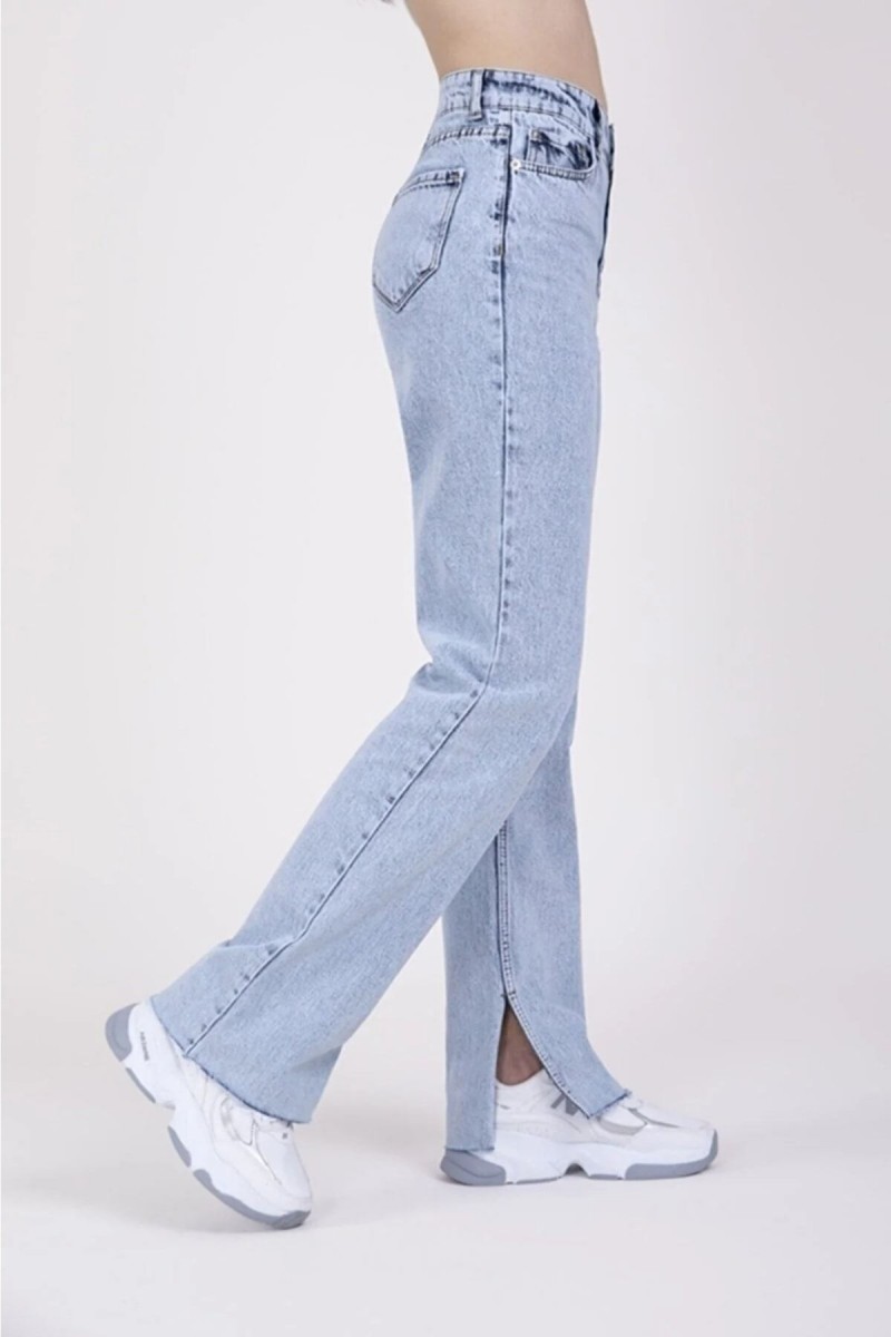 Mavi Yırtmaçlı Yüksek Bel Slim Ispanyol Salaş Jeans Mavi Yırtmaçlı Yüksek Bel Slim Ispanyol Salaş Jeans