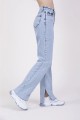 Mavi Yırtmaçlı Yüksek Bel Slim Ispanyol Salaş Jeans Mavi Yırtmaçlı Yüksek Bel Slim Ispanyol Salaş Jeans