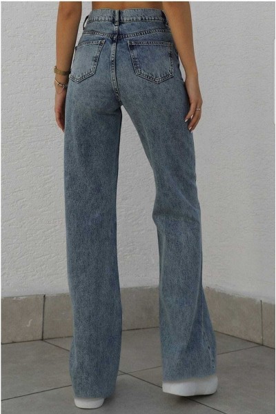 Jessi 90 s Mavi Likralı Süper Yüksek Bel Salaş Jean Pantolon