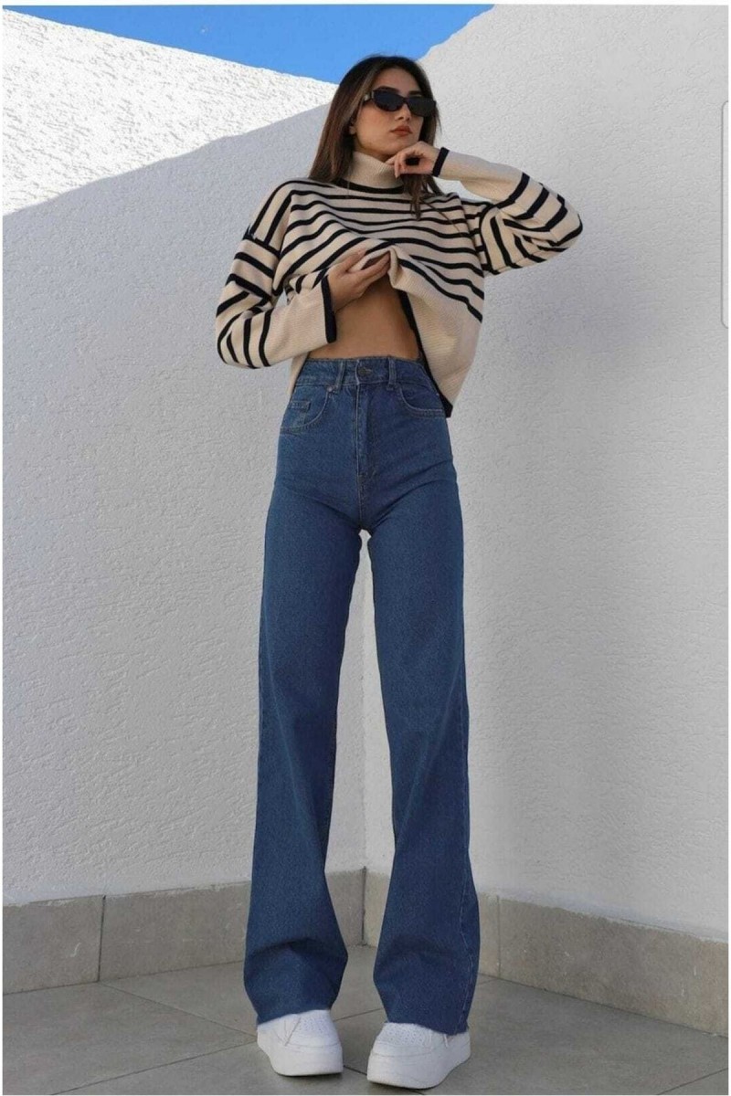 Daisy 90 s Striagth Mavi Likralı Süper Yüksek Bel Salaş Jean Pantolon Daisy 90 s Striagth Mavi Likralı Süper Yüksek Bel Salaş Jean Pantolon