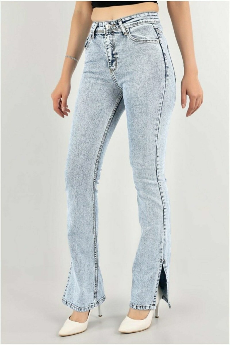 90's Yırtmaçlı Mavi Likralı Süper Yüksek Bel Salaş Jean Pantolon