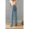 Hüma Kadın Açık Mavi Kar Yıkama Yüksek Bel Salaş Paça Denim Kot Pantolon