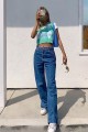 Orta Mavi Likralı Süper Yüksek Bel Salaş Jeans Palazzo Pantolon Wide Leg Orta Mavi Likralı Süper Yüksek Bel Salaş Jeans Palazzo Pantolon Wide Leg