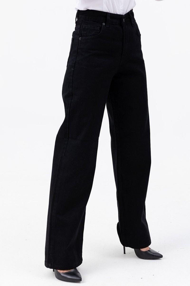 Siyah Likralı Süper Yüksek Bel Salaş Kadın Jean Pantolon süper Yüksek Wide Leg Siyah Likralı Süper Yüksek Bel Salaş Kadın Jean Pantolon süper Yüksek Wide Leg