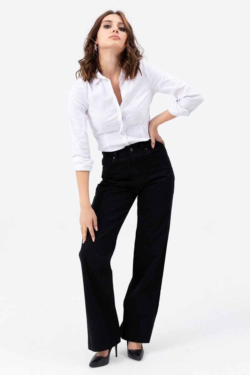 Siyah Likralı Süper Yüksek Bel Salaş Kadın Jean Pantolon süper Yüksek Wide Leg Siyah Likralı Süper Yüksek Bel Salaş Kadın Jean Pantolon süper Yüksek Wide Leg