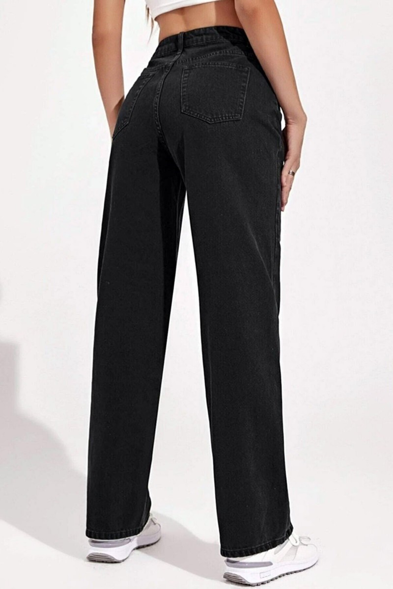 Siyah Likralı Süper Yüksek Bel Salaş Kadın Jean Pantolon süper Yüksek Wide Leg Siyah Likralı Süper Yüksek Bel Salaş Kadın Jean Pantolon süper Yüksek Wide Leg