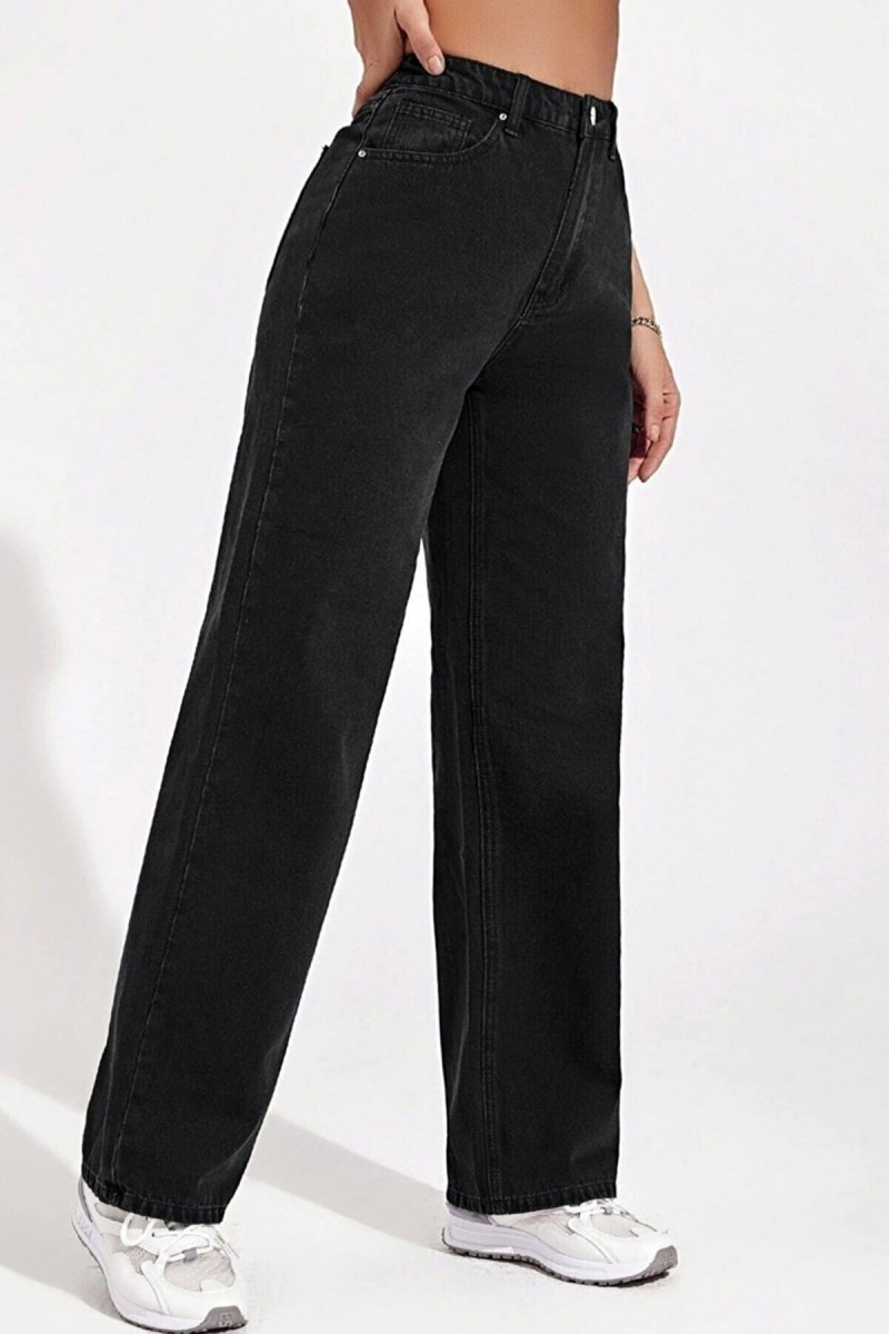 Siyah Likralı Süper Yüksek Bel Salaş Kadın Jean Pantolon süper Yüksek Wide Leg Siyah Likralı Süper Yüksek Bel Salaş Kadın Jean Pantolon süper Yüksek Wide Leg