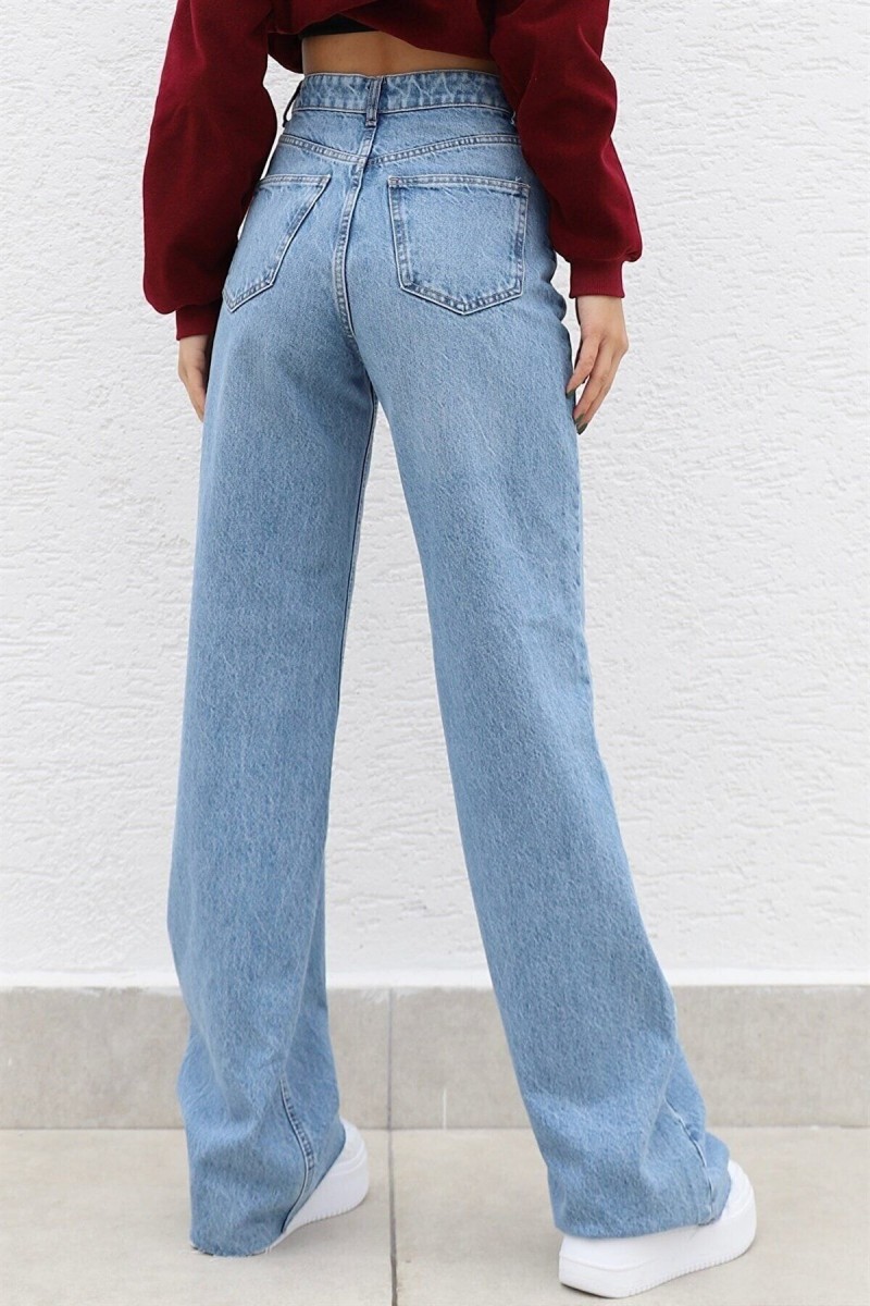 90 s Açık Mavi Likralı Süper Yüksek Bel Salaş Jean Pantolon 90 s Açık Mavi Likralı Süper Yüksek Bel Salaş Jean Pantolon