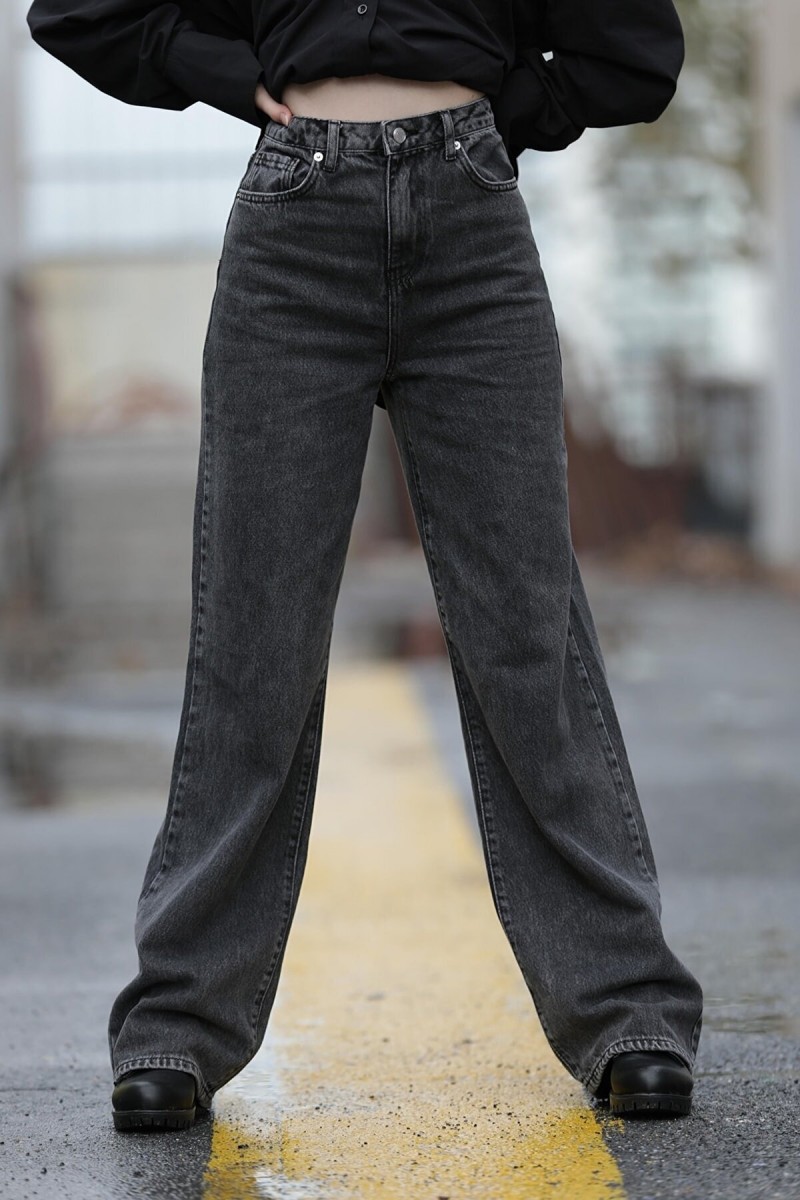 90's Füme Likralı Süper Yüksek Bel Salaş Jean Pantolon