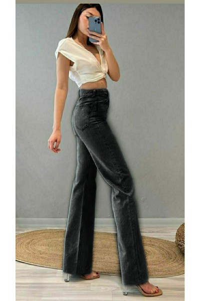 90's Füme Likralı Süper Yüksek Bel Salaş Jean Pantolon