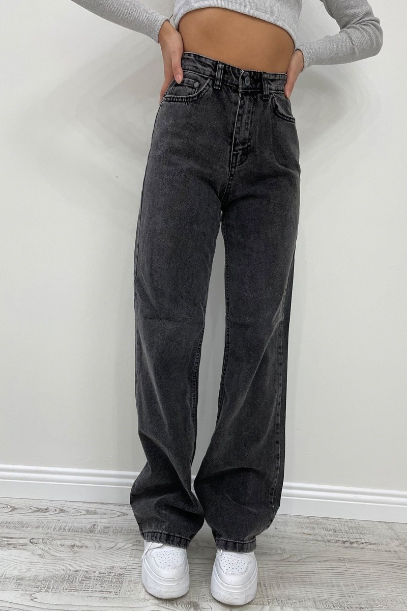 90's Füme Likralı Süper Yüksek Bel Salaş Jean Pantolon