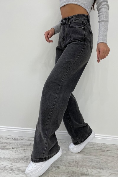 90's Füme Likralı Süper Yüksek Bel Salaş Jean Pantolon