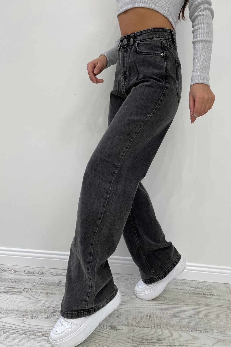 90's Füme Likralı Süper Yüksek Bel Salaş Jean Pantolon