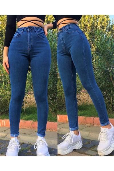 Koyu Mavi Düz Jeans