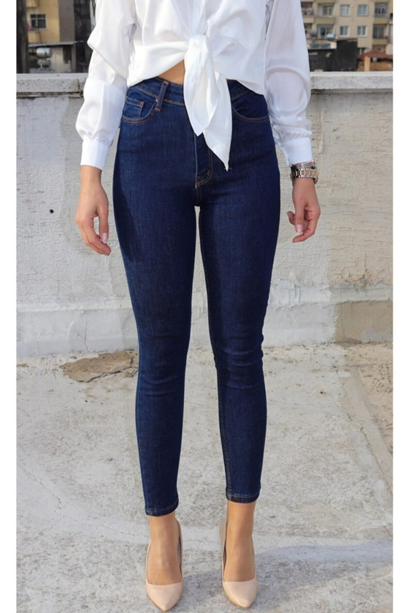 Koyu Mavi Renk Solmaz Skinny Jeans Pantolon