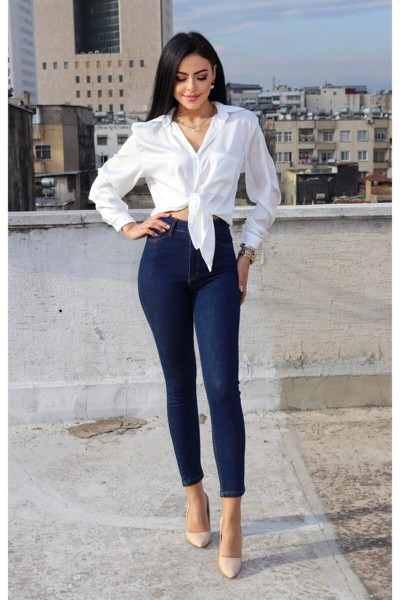 Koyu Mavi Renk Solmaz Skinny Jeans Pantolon