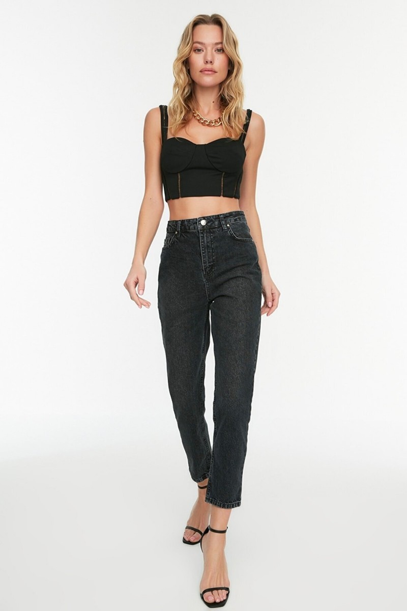 Kadın Siyah Mom Jeans