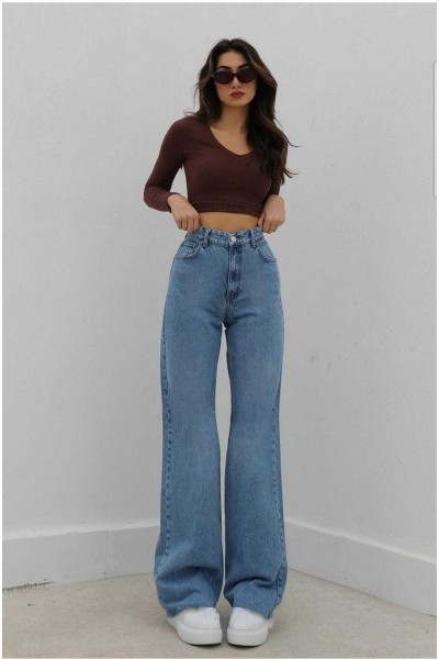 The Likralı Süper Yüksek Bel Salaş Jean Pantolon. (süper Yüksek.) Wide Leg.