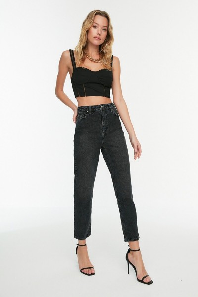 Kadın Siyah Mom Jeans