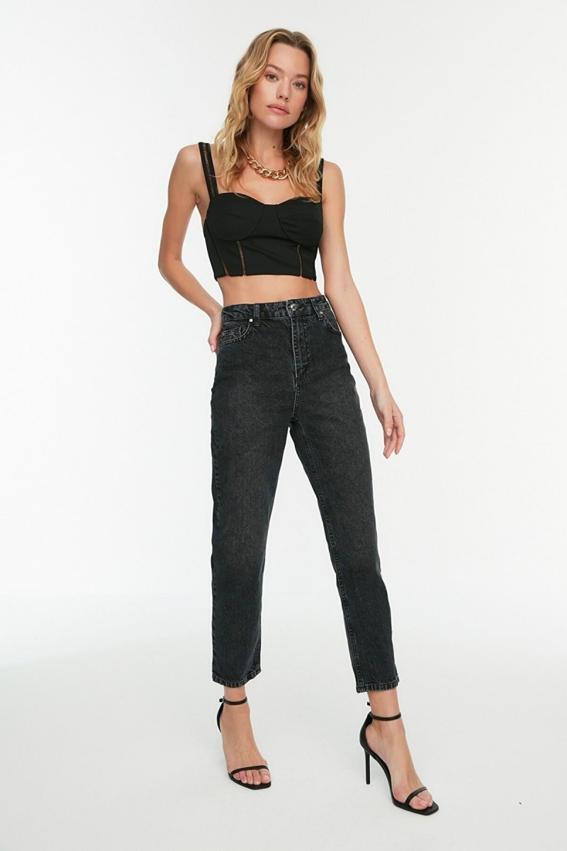 Kadın Siyah Mom Jeans