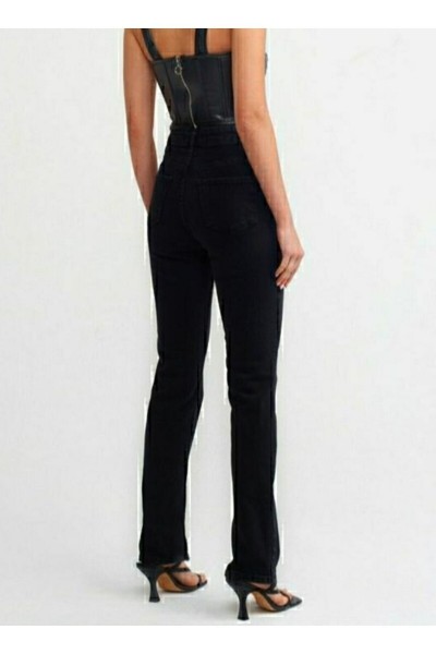 Siyah Salaş Likralı 90's Süper Yüksek Salaş Paça Kot Palazzo Pantolon