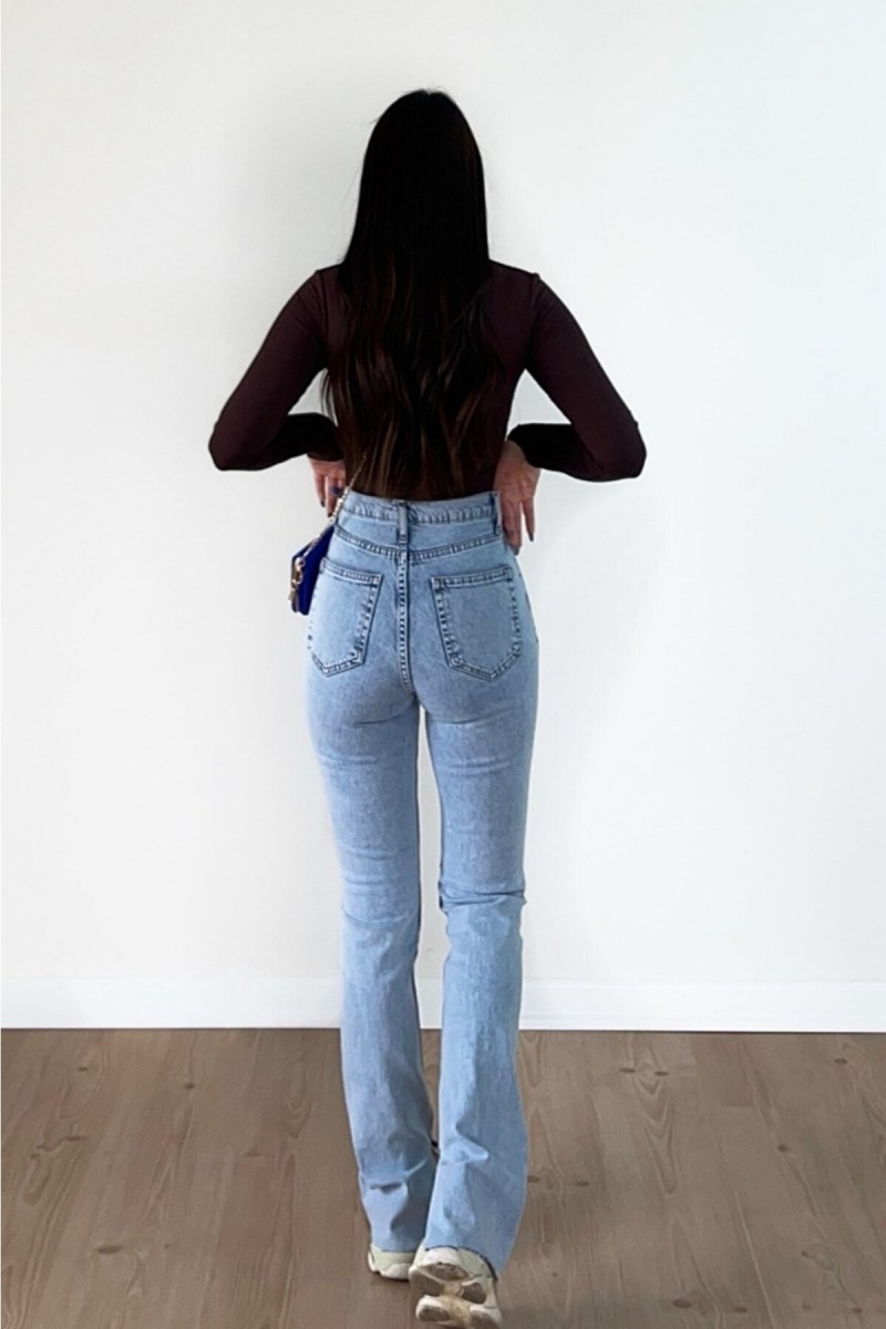 90's Kar Yıkama Içten Yırtmaçlı Mavi Süper Extra Yüksek Bel Palazzo Salaş Jean Pantolon