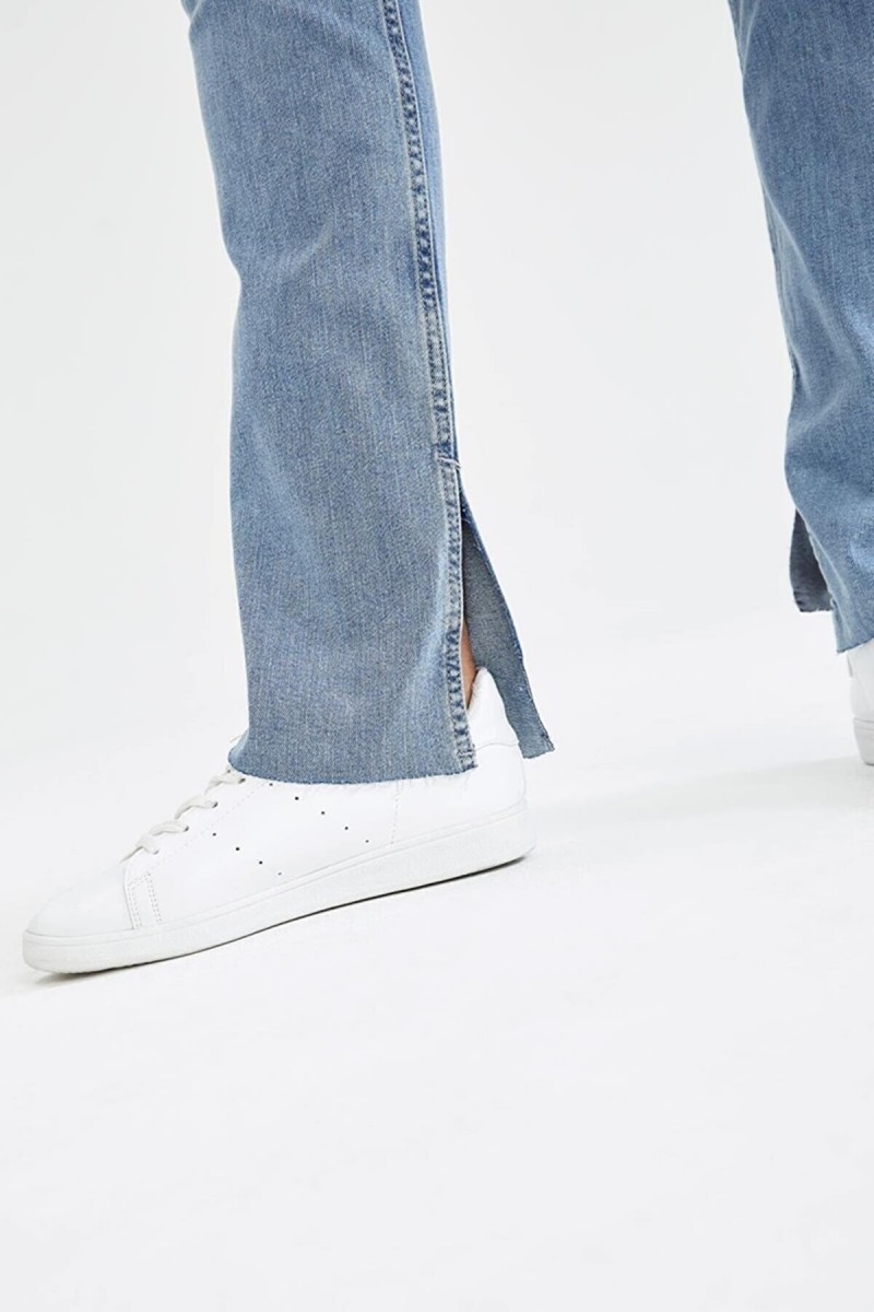 90's Kar Yıkama Içten Yırtmaçlı Mavi Süper Extra Yüksek Bel Palazzo Salaş Jean Pantolon