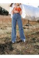 90`s Likralı Salaş Kadın Orta Kar Mavi Süper Yüksek Bel Salaş Paça Denim Kot Pantolon 90`s Likralı Salaş Kadın Orta Kar Mavi Süper Yüksek Bel Salaş Paça Denim Kot Pantolon