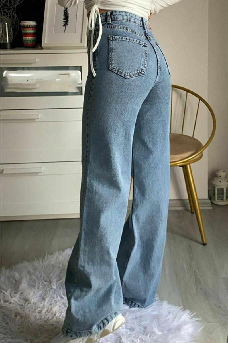 90`s Likralı Salaş Kadın Orta Kar Mavi Süper Yüksek Bel Salaş Paça Denim Kot Pantolon 90`s Likralı Salaş Kadın Orta Kar Mavi Süper Yüksek Bel Salaş Paça Denim Kot Pantolon