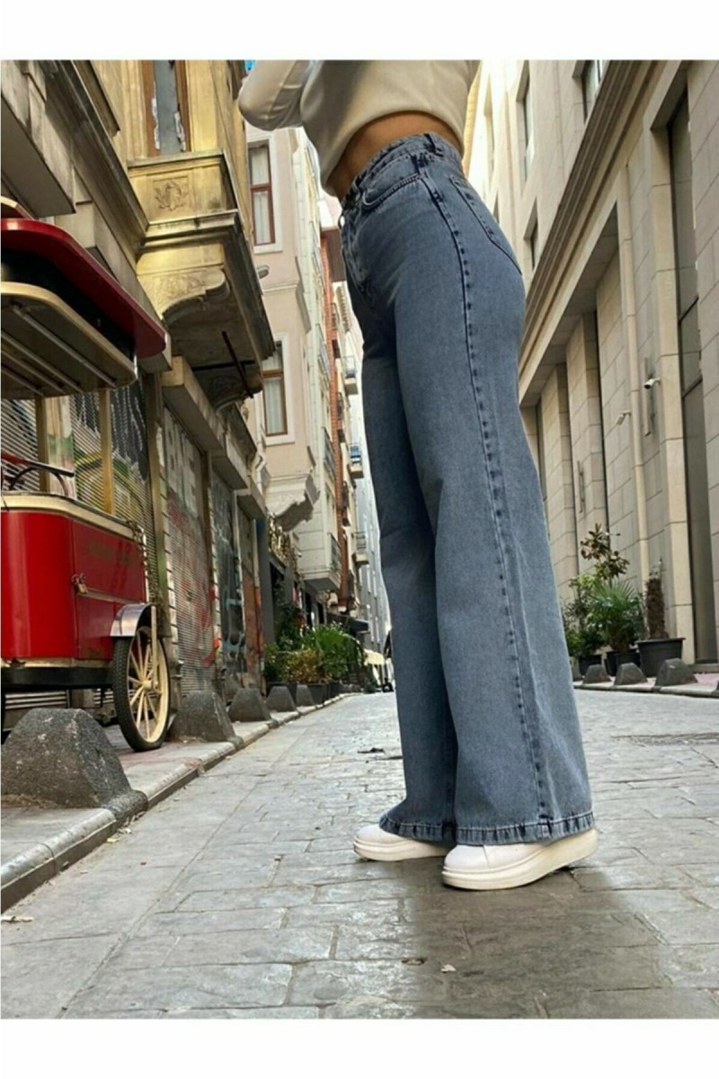 90`s Likralı Salaş Kadın Orta Kar Mavi Süper Yüksek Bel Salaş Paça Denim Kot Pantolon 90`s Likralı Salaş Kadın Orta Kar Mavi Süper Yüksek Bel Salaş Paça Denim Kot Pantolon