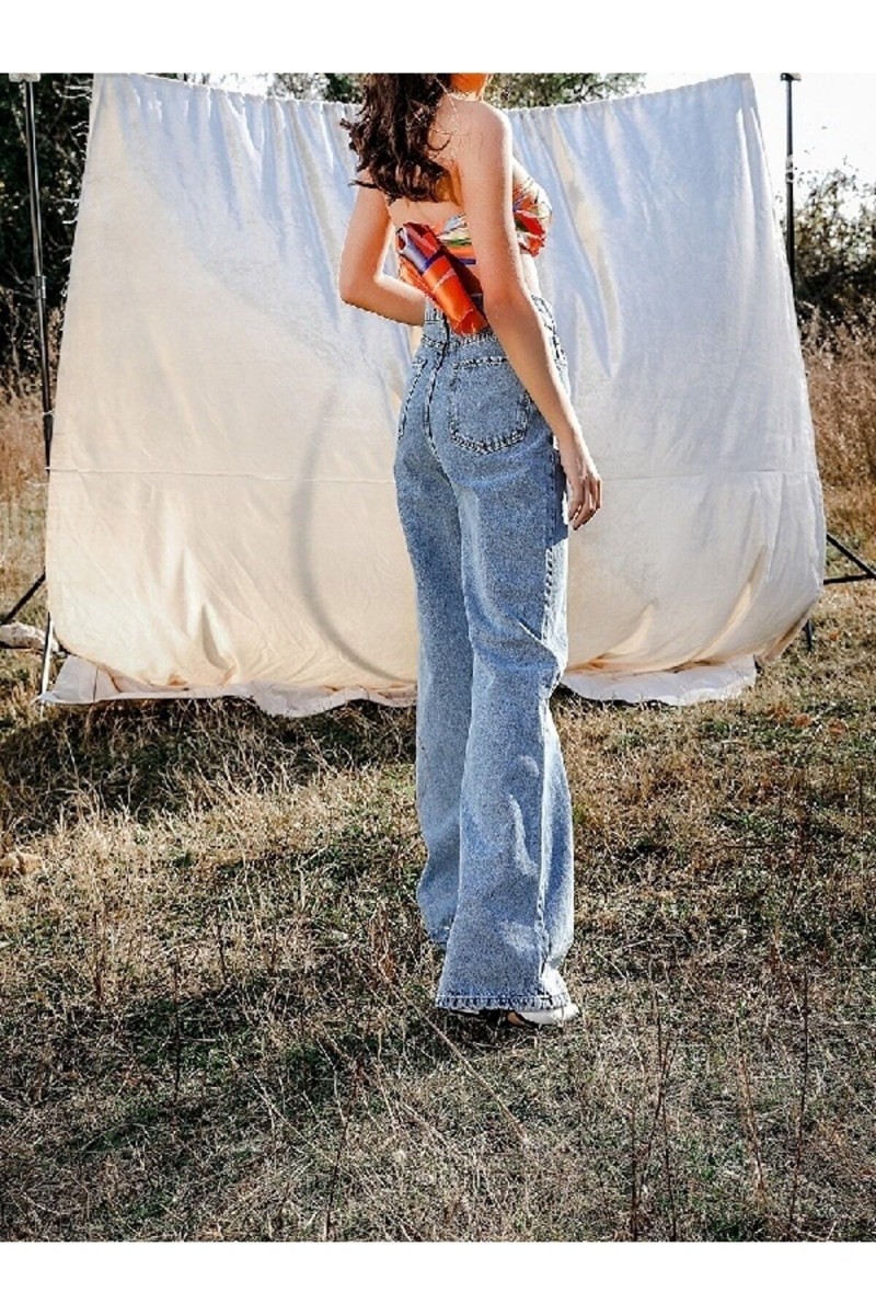90`s Likralı Salaş Kadın Orta Kar Mavi Süper Yüksek Bel Salaş Paça Denim Kot Pantolon 90`s Likralı Salaş Kadın Orta Kar Mavi Süper Yüksek Bel Salaş Paça Denim Kot Pantolon