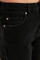 Kadın Siyah Beli Lastikli Mom Jeans